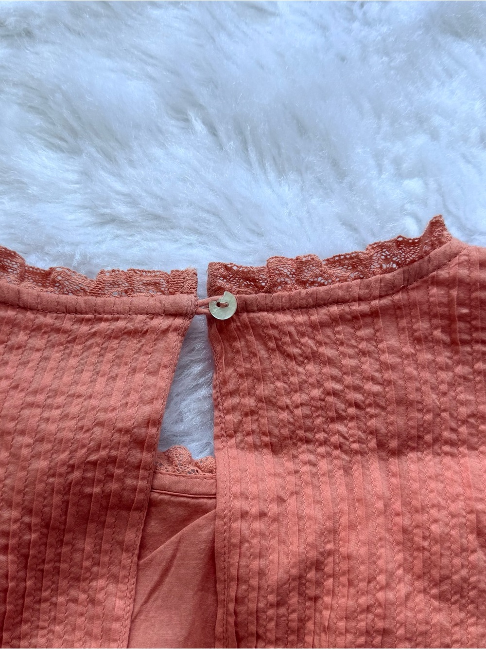 Wilfred by Aritzia "La Boheme" Elia mini babydoll dress in peach orange - Picture 10 of 10